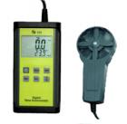 TPI-556转轮式记忆风速计. 显示：双数字LCD.测量：风速：m/s，Km/h，ft/min，Knots，mile/s.温度：℃，℉.风量：CFM立方英尺每分钟，CMM立方米每分钟.量程：a.风速：0.4~30m/s（传感器：低阻力滚珠轴承风扇）.温度：-20~80℃  （传感器：精密热敏电阻）.风量：0~999900CMM及CFM

