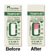 Low-cost label that indicates a time period of up to 60 minutes that an exposure above the threshold temperature has occurred.